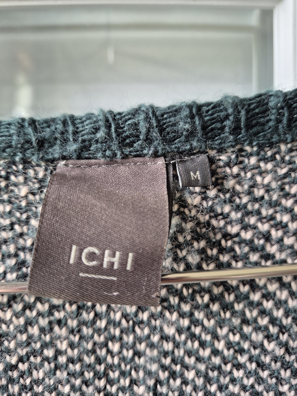 ICHI Open-Front Teal & Cream Geometric Cardigan - Picture 3 of 8